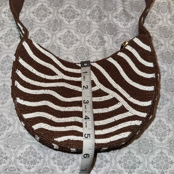 Anthropologie Crescent Beaded Shotkder Bag - Picture 11 of 14